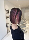 インナーカラーピンクデザインカラーボブ