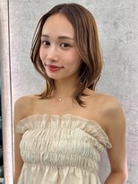 ロンドワン 三宮元町(Lond one) くびれミディアムレイヤー/ブロンドカラー