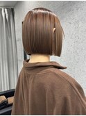 大人ボブ　切りっぱなしボブ　前下がりボブ　縮毛矯正　髪質改善