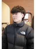 メンズツイストスパイラルパーママッシュウルフ眉毛カット