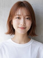 ヘイ 松本店(HEY) ヘルシーオレンジブラウン×外ハネ切りっぱなしボブ