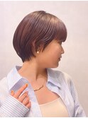 グレージュ/ショートボブ/シースルーバング/前髪/顔周り/立川