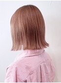 切りっぱなしボブオレンジベージュ_くびれヘア_ba339821