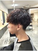 刈り上げマッシュショートメンズツイストスパイラルパーマ
