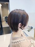 ショコラブラウン×丸みショートボブ