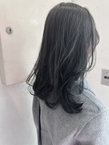 キャンバス バイ ネオリーブ 横浜西口(Canvas by neo.)&nbsp;セミロングレイヤー セミディ ブリーチなし 地毛風 ブルーグレー