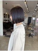 小顔見せ◎切りっぱなしボブラベンダーグレージュ20代30代