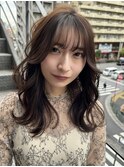 韓国ヘアレイヤーカットハッシュカットミルクティーベージュ