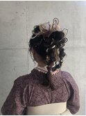卒業袴着付/和装ヘアスタイル/ツインポニー/もこもこポニー