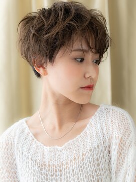カバーヘア ブリス 志木南口駅前店(COVER HAIR bliss) ヘーゼルブラウン小顔刈り上げショートマッシュパーマ20代30代W