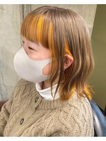 ガルボ ヘアー(garbo hair)&nbsp;ハイトーンカラー10代20代インナーカラーイエローカラー