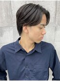 カルマパーマ/メンズカット/アッシュブラック/センターパート