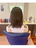 外はね/ミディアム/オリーブカラー/40代/50代