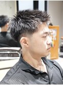 MEN'S/アップバングショート×フェード/黒髪/短髪