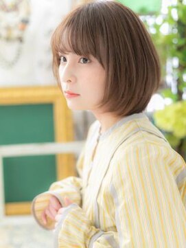 カバーヘア ブリス 上尾西口店(COVER HAIR bliss) 大人かわいい透け感グレーベージュミニボブa上尾20代30代40代