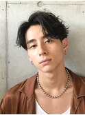 ツイストスパイラル無造作波巻きメンズマッシュショート刈り上げ