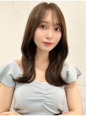 韓国風前髪/グレージュカラー/シルキーベージュ/斜めバング