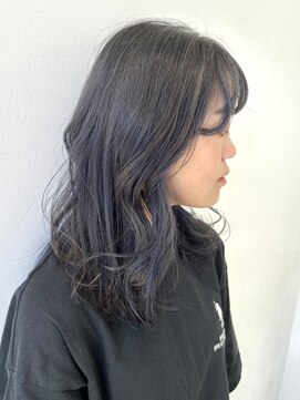 フォーク FOLK 【FOLK】透明感ダークブルー☆似合わせゆる巻きセミロング♪