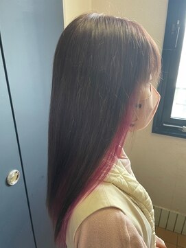 アジールヘア 所沢プロペ通り店(agir hair) 姫カットシアーカラーダークアッシュイヤリングカラーピンク所沢