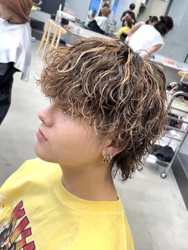 フィフスパーク(fifth PARK) 渋谷緩め波巻きスパイラルパーマメンズハイライトカラー19時以降