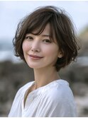 ☆ホワイトグレージュミニウルフデジタルパーマチェリーブラウン