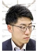 ツーブロックアップバングショートビジネススタイル