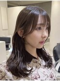 グレーベージュ/レイヤーロング/ナチュラル/前髪似合わせ