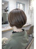 20代30代40代50代大人可愛い丸みショートボブ×ベージュブラウン