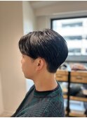 センターパートフェードカットツーブロックセンター分け