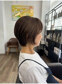 白髪ぼかし脱白髪染め似合わせショートボブ40代50代60代