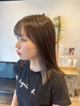 ムク(Muku) 切りっぱなし外ハネロブ☆マロングレージュ