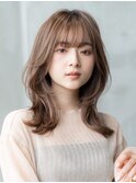 ベージュカラー/顔周りレイヤー/前髪