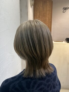 アジールヘア 池袋東口店(agir hair) ブリーチミルクティーベージュカラーウルフ池袋