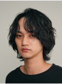 天神大名ニュアンスパーマセンターパートシャドウパーマ刈り上げ