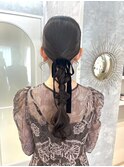 アレンジ　艶髪　髪質改善　ヘアセット　編みおろし　顔まわり