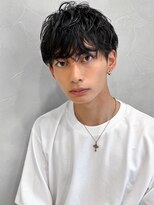 フェザーパーマブルーブラックサーフカール