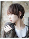 大人可愛い20代30代40代黒髪前下がりショートボブ丸みショート◎