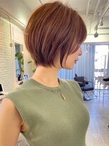 ピンクページュインナーグレージュマチルダボブ前髪