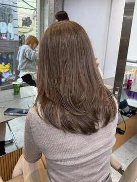 サンク 原宿 表参道(cinq) 原宿ヘーゼルベージュブリーチなしダブルカラーハッシュレイヤー