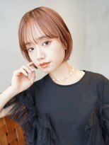 顔まわりレイヤー/切りっぱなし/ピンクブラウン