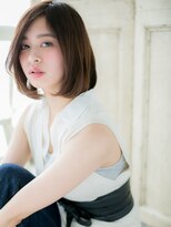 モッズ ヘア 福岡姪浜店(mod's hair) mod's姪浜/グレーベージュかきあげボブ美髪ヘルシースタイルh