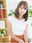 【浅草美容院HANARE】斜めバングハイトーンカラー!小顔セミディb