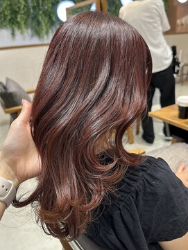 ビューブルー 亀戸錦糸町(VIEW BLUE) ◎美髪カールピンクブラウンロングセミディ似合わせ前髪