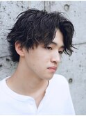 サーフカール/ 刈り上げセンターパート/ブルーブラック[新宿駅]