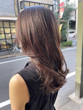 アミュレ(Amule) こっくり秋カラーチョコレートベージュワンレンセミロング40代