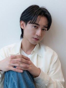 メゾンバイハバナ(maison by HAVANA) メンズ波巻きセンターパートハイライトツーブロックマッシュ