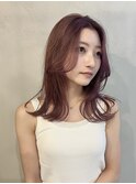 ピンクベージュ*顔周りレイヤー