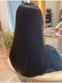 髪質改善 ストレートヘア 暗髪グレージュ 上品カラー