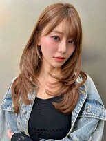 サロウィン 新潟万代店(SALOWIN) レイヤーカット×ブリーチなしミルクティーベージュ