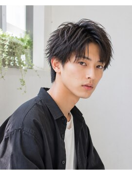 メンズバグズ(MEN's Baguz) 韓国風ニュアンス波巻きパーマ束感センターパートメンズトレンド